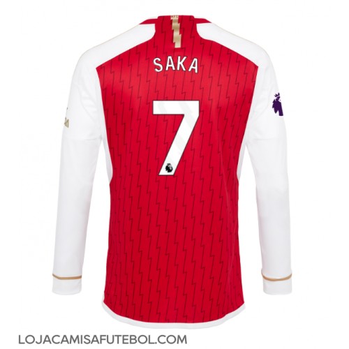 Camisa de Futebol Arsenal Bukayo Saka #7 Equipamento Principal 2023-24 Manga Comprida
